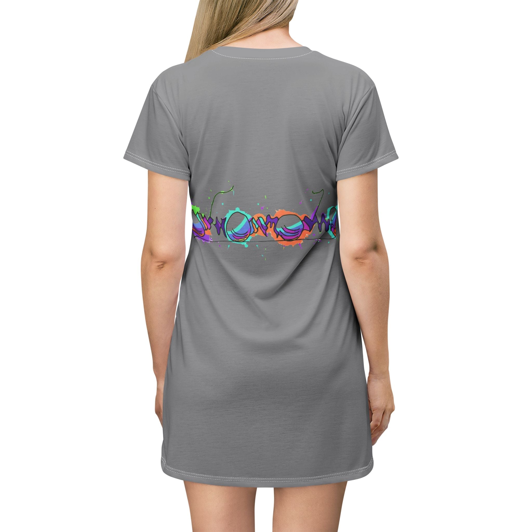 COOW60 Graffiti Chrome T-Shirt Dress — Colorful Urban Streetwear Print
