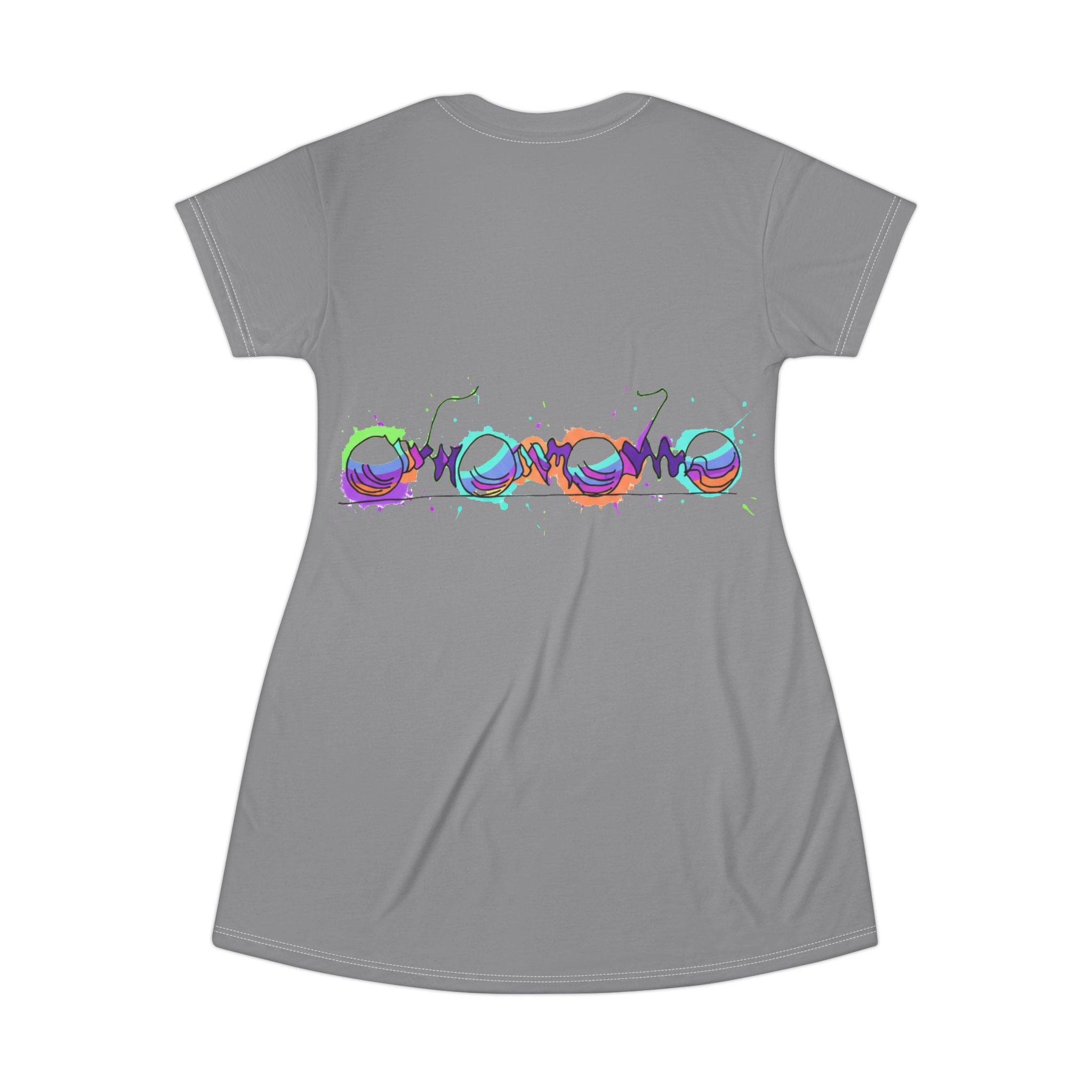 COOW60 Graffiti Chrome T-Shirt Dress — Colorful Urban Streetwear Print
