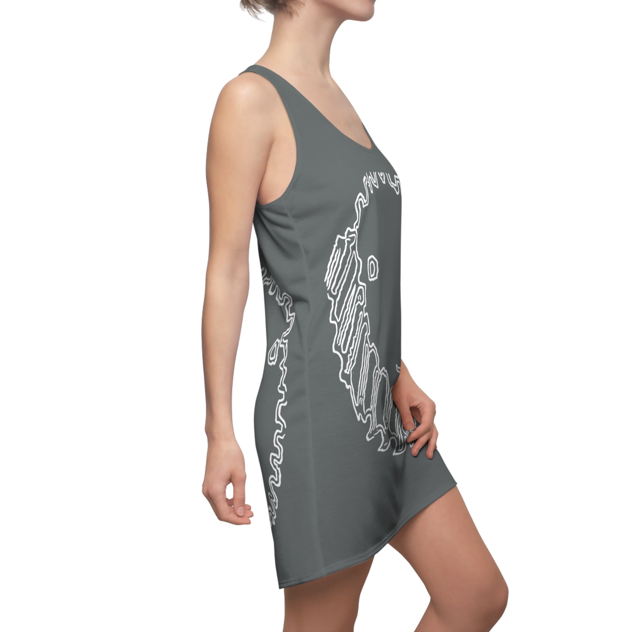 COOW60 Deep Gray Racerback Dress (AOP)