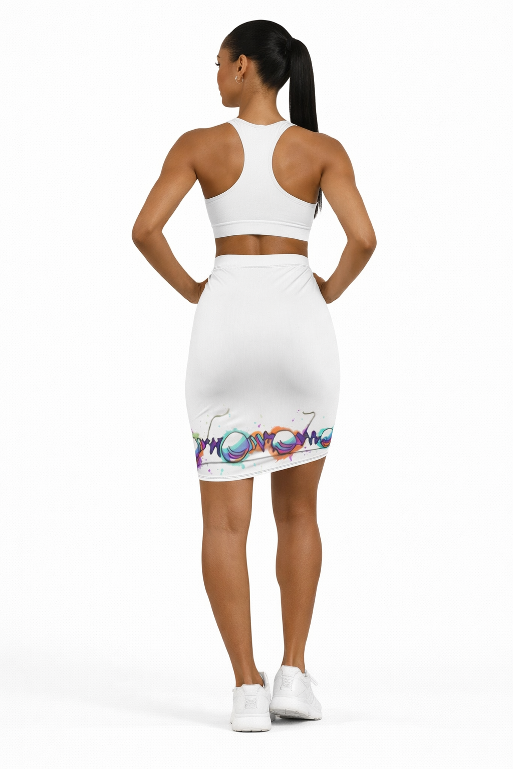 AC Grey Pencil Skirt — Gothic Grunge Tentacle Border Midi Skirt