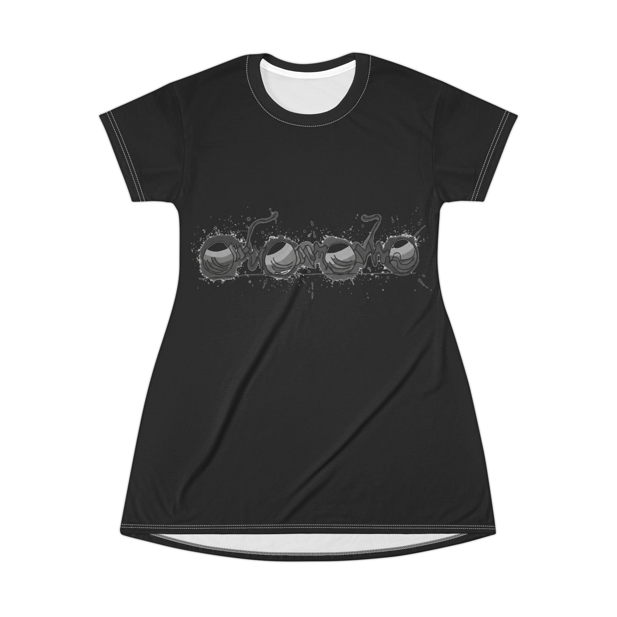 COOW60 Black Sushi Roll T-Shirt Dress — Cute Kawaii Sushi Graphic Tee Dress
